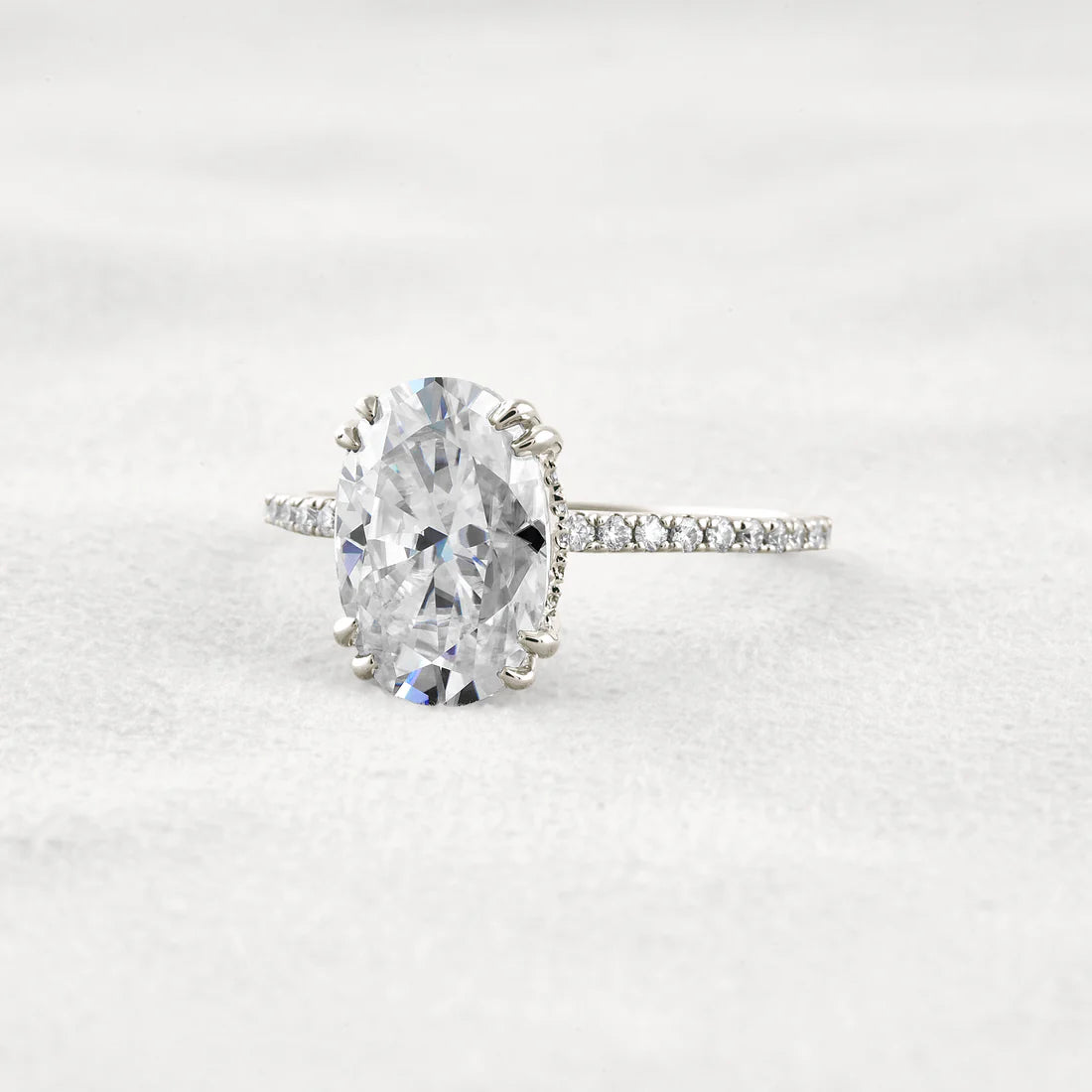 4CT Oval Cut Moissanite Engagement Ring Pave Diamond Band