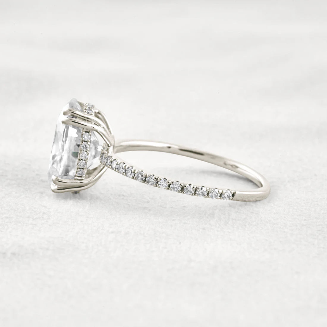 4CT Oval Cut Moissanite Engagement Ring Pave Diamond Band