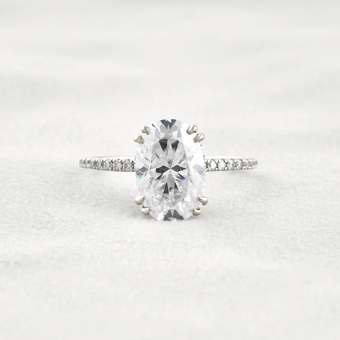 4CT Oval Cut Moissanite Engagement Ring Pave Diamond Band