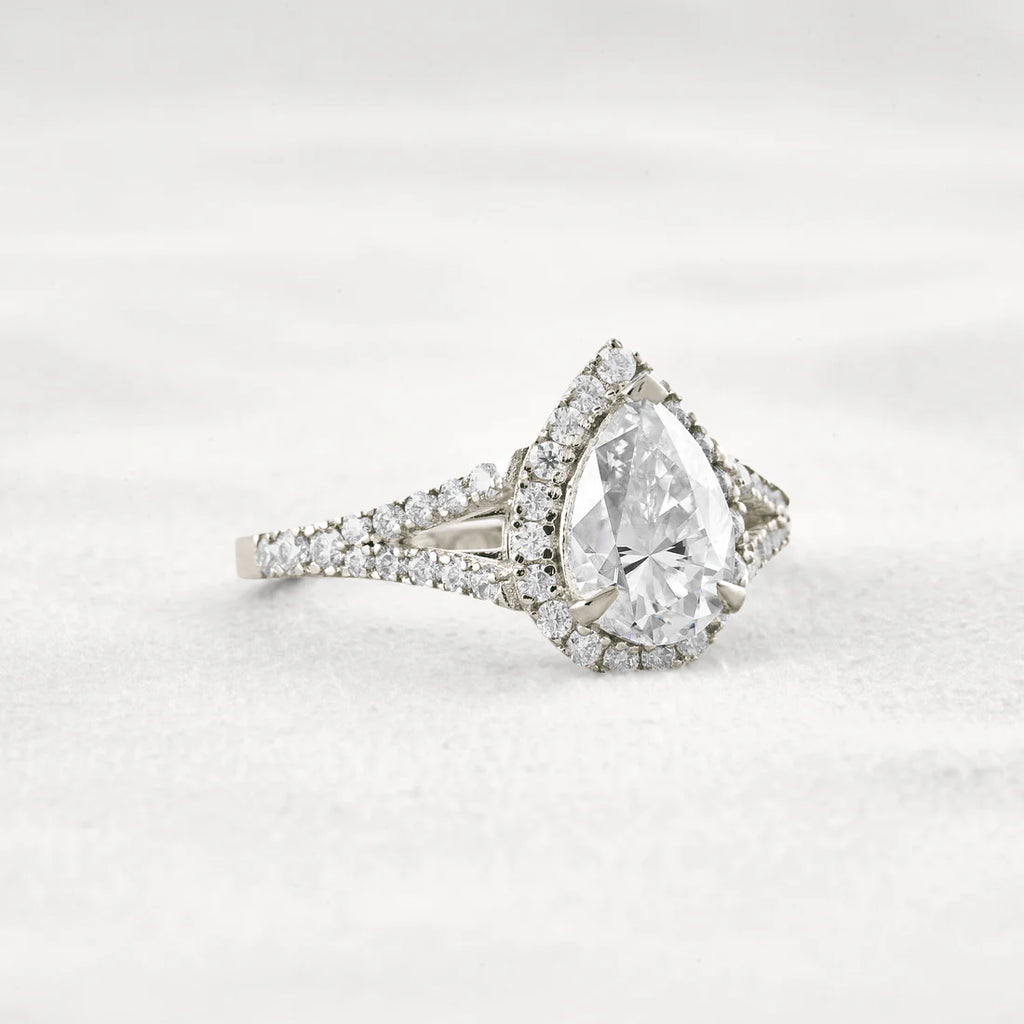 3.1 CT Pear Cut Moissanite Engagement Ring Sterling Silver Wedding Ring