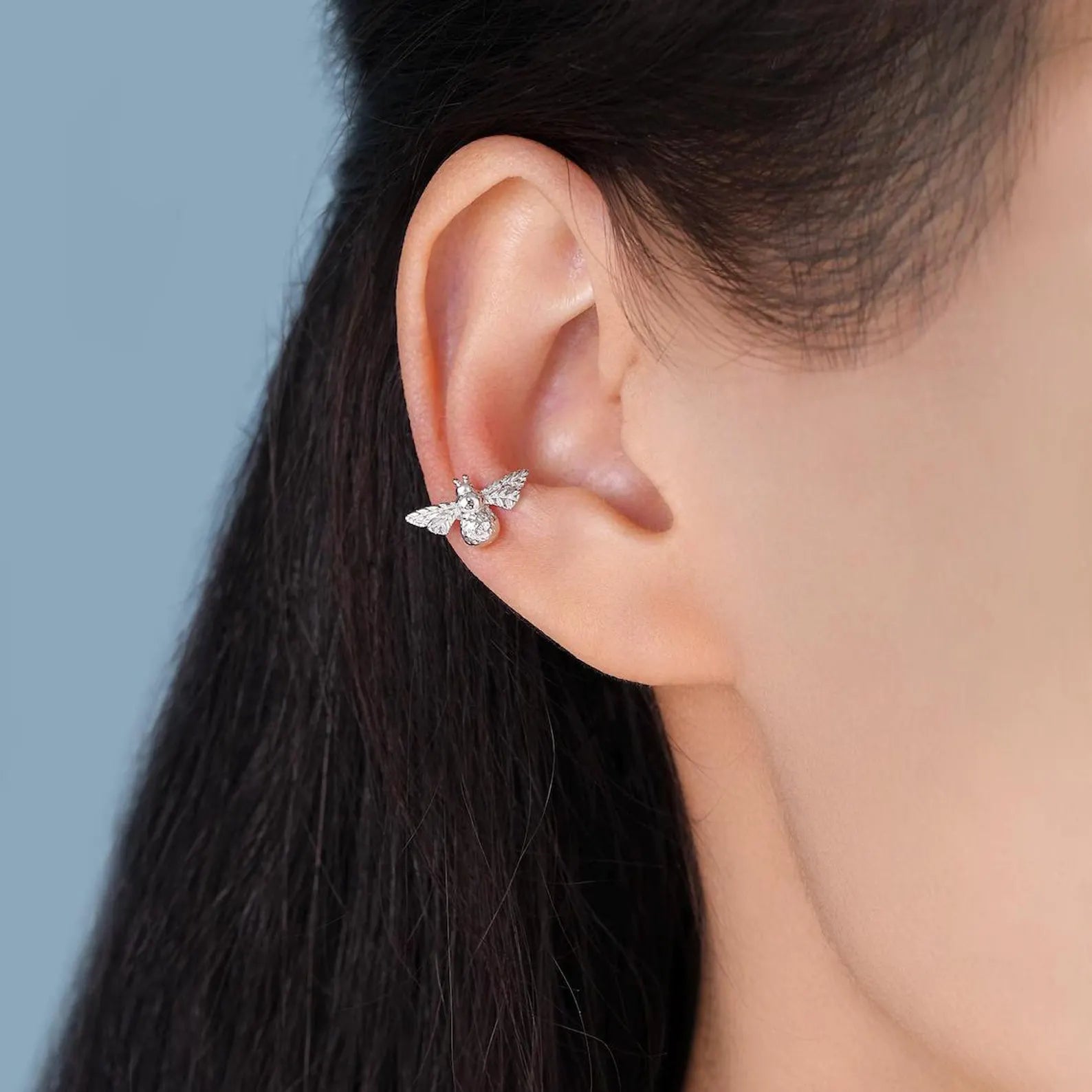 925 Sterling Silver Ear Cuff Adjustable Wrap Butterfly Statement Non-Pierced Jewelry