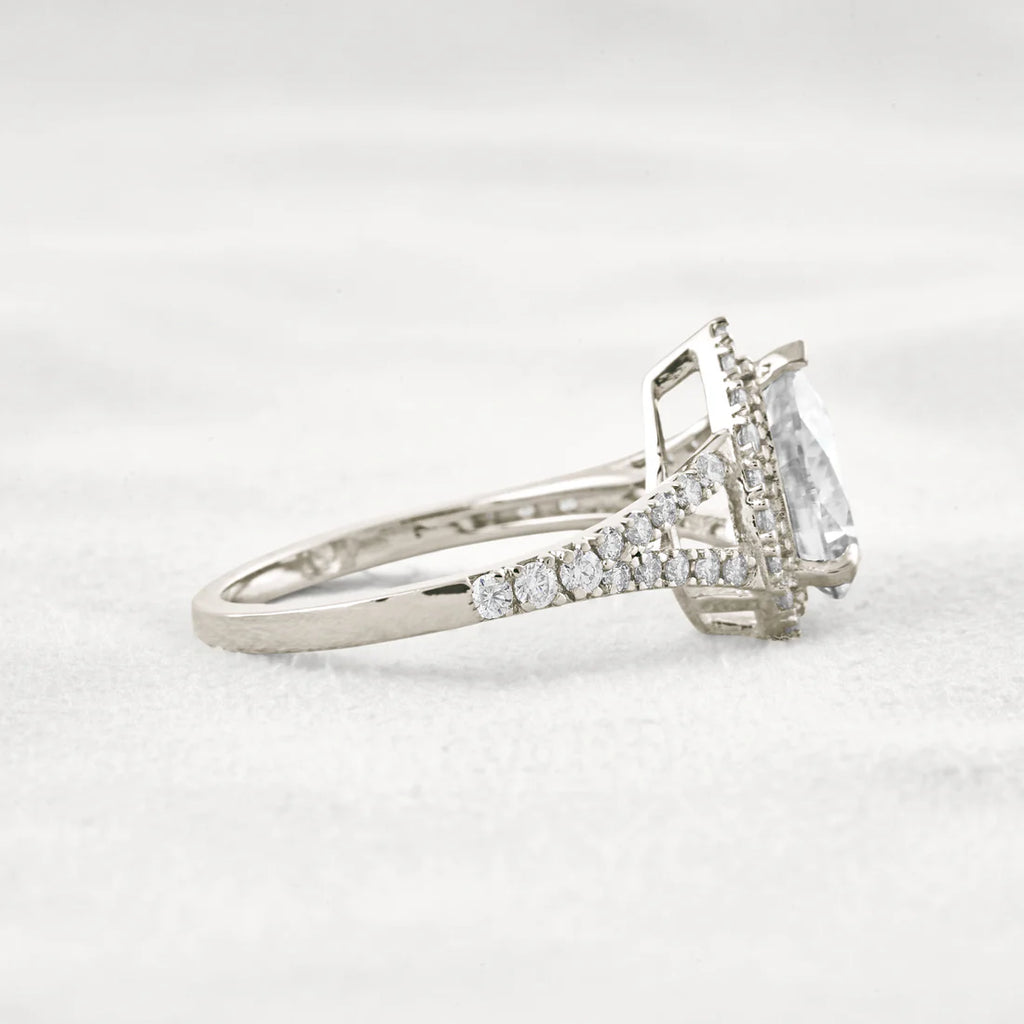 3.1 CT Pear Cut Moissanite Engagement Ring Sterling Silver Wedding Ring