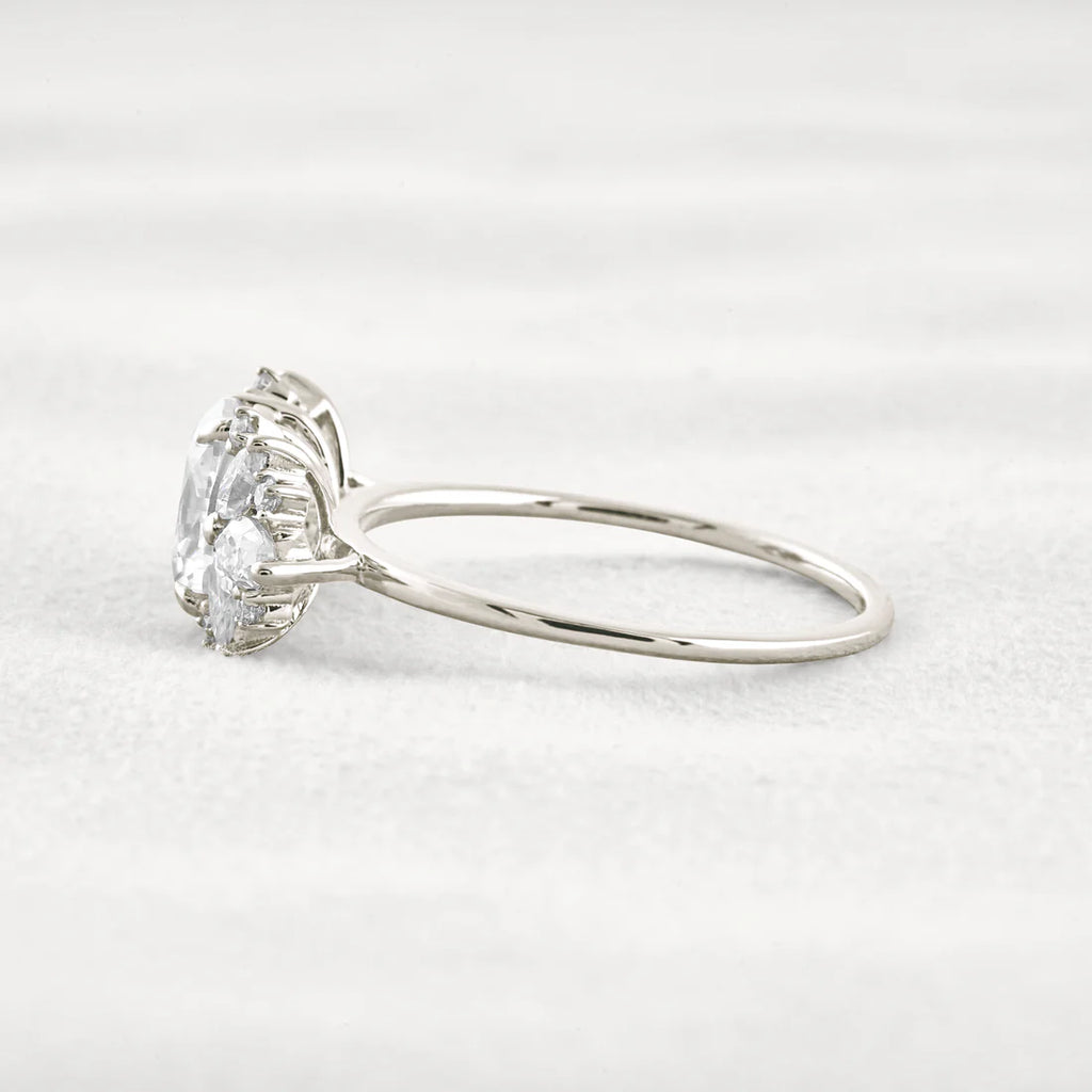 1.33CT Oval Moissanite Cluster Ring Statement Bridal Jewelry Gift for Her
