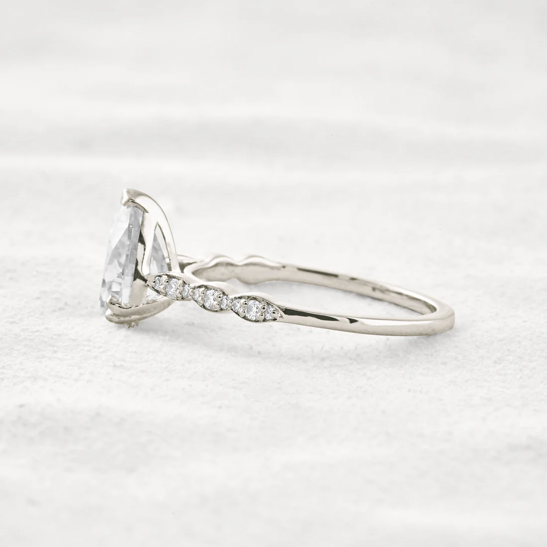 1.93 CT Pear Shaped Moissanite Ring Pave Style Engagement Ring