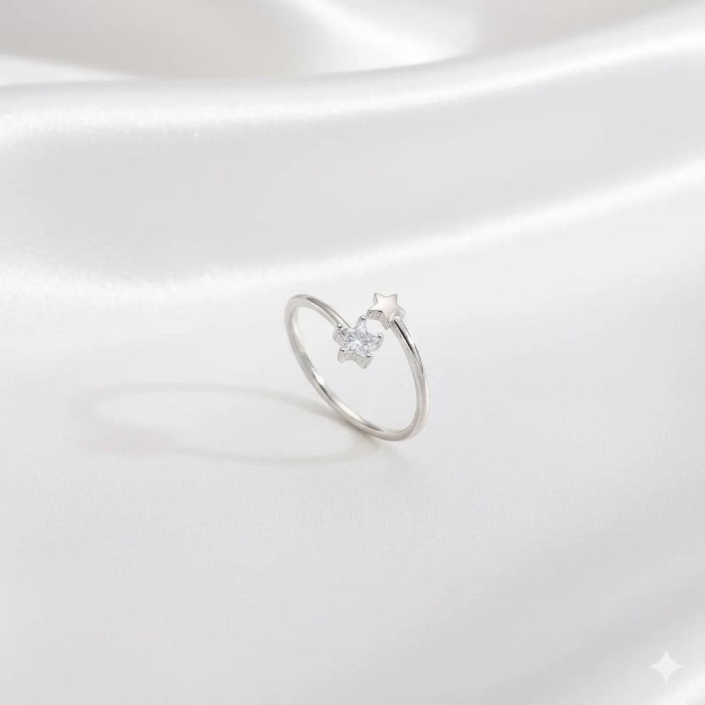 925 Sterling Silver Star Ring | Adjustable Open Band