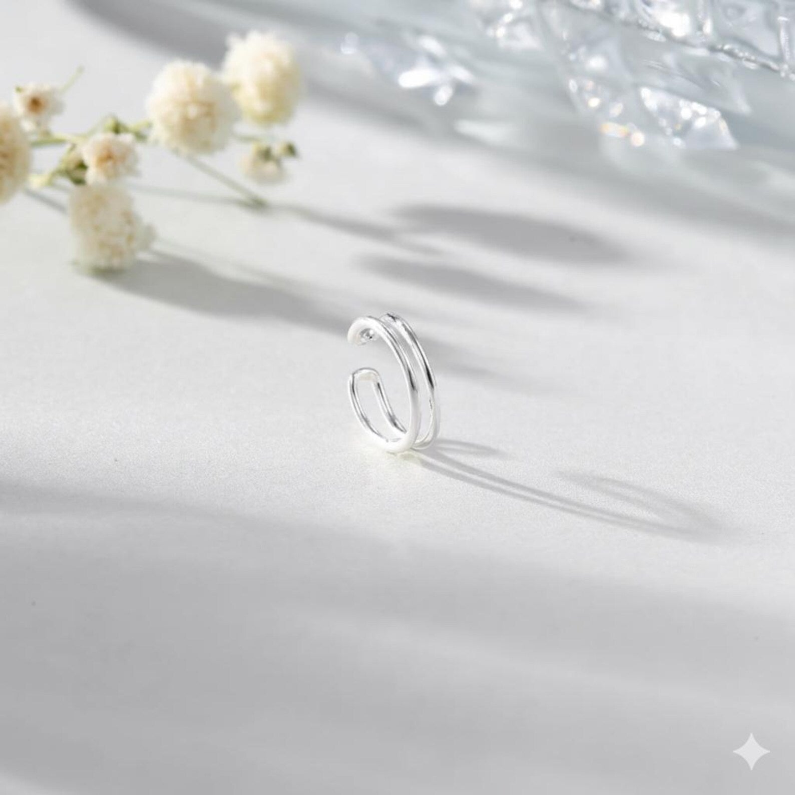 925 Sterling Silver Double Bar Ear Cuff | Minimalist Ear Cuff