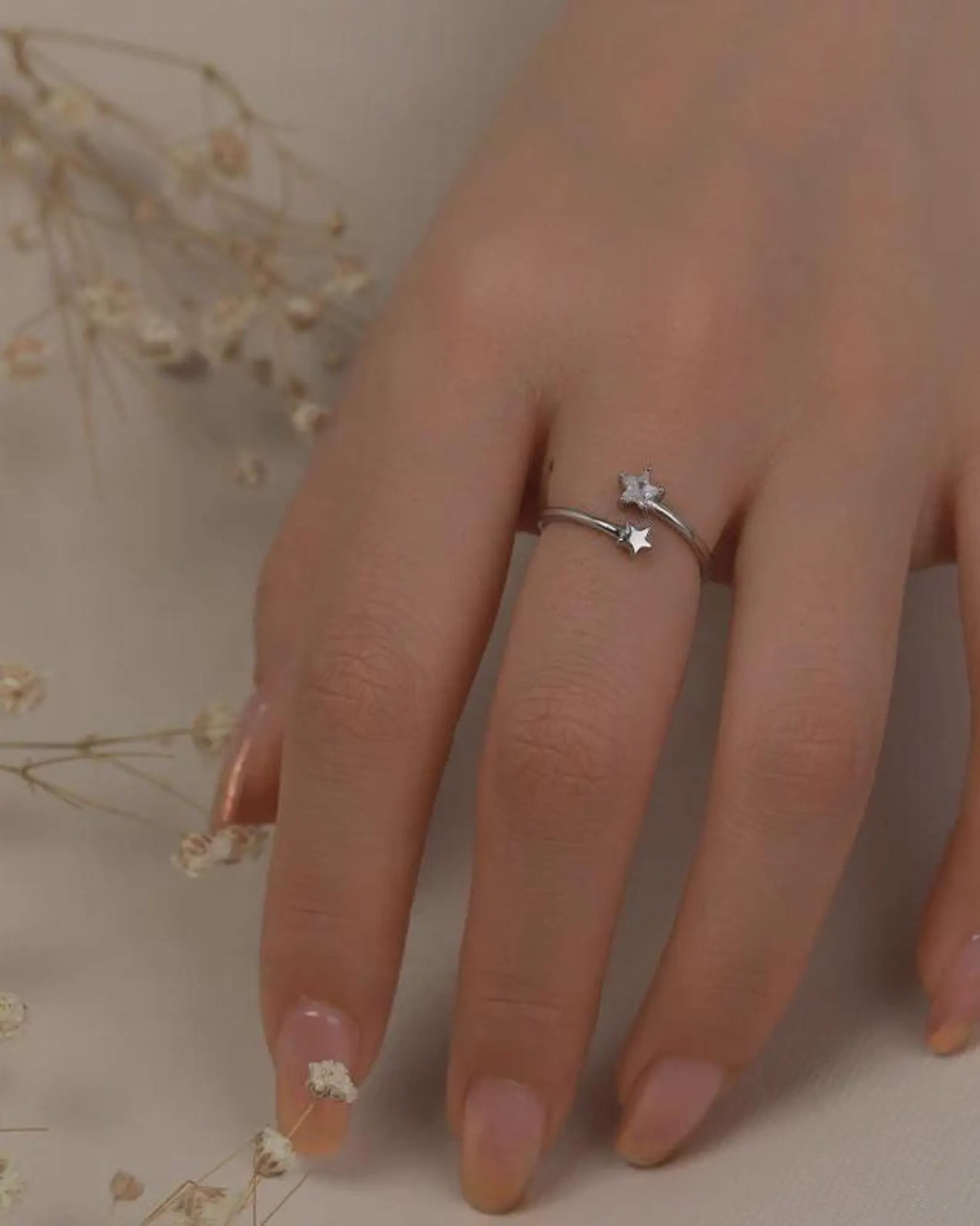 925 Sterling Silver Star Ring | Adjustable Open Band
