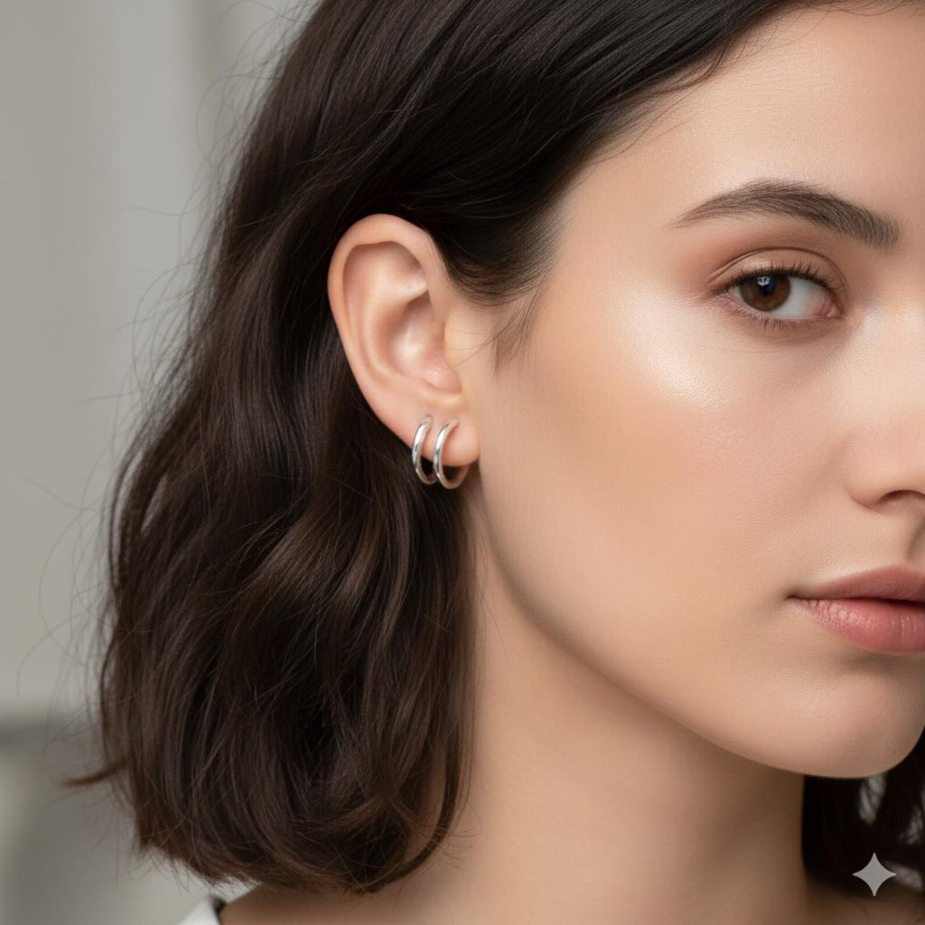 925 Sterling Silver Double Bar Ear Cuff | Minimalist Ear Cuff