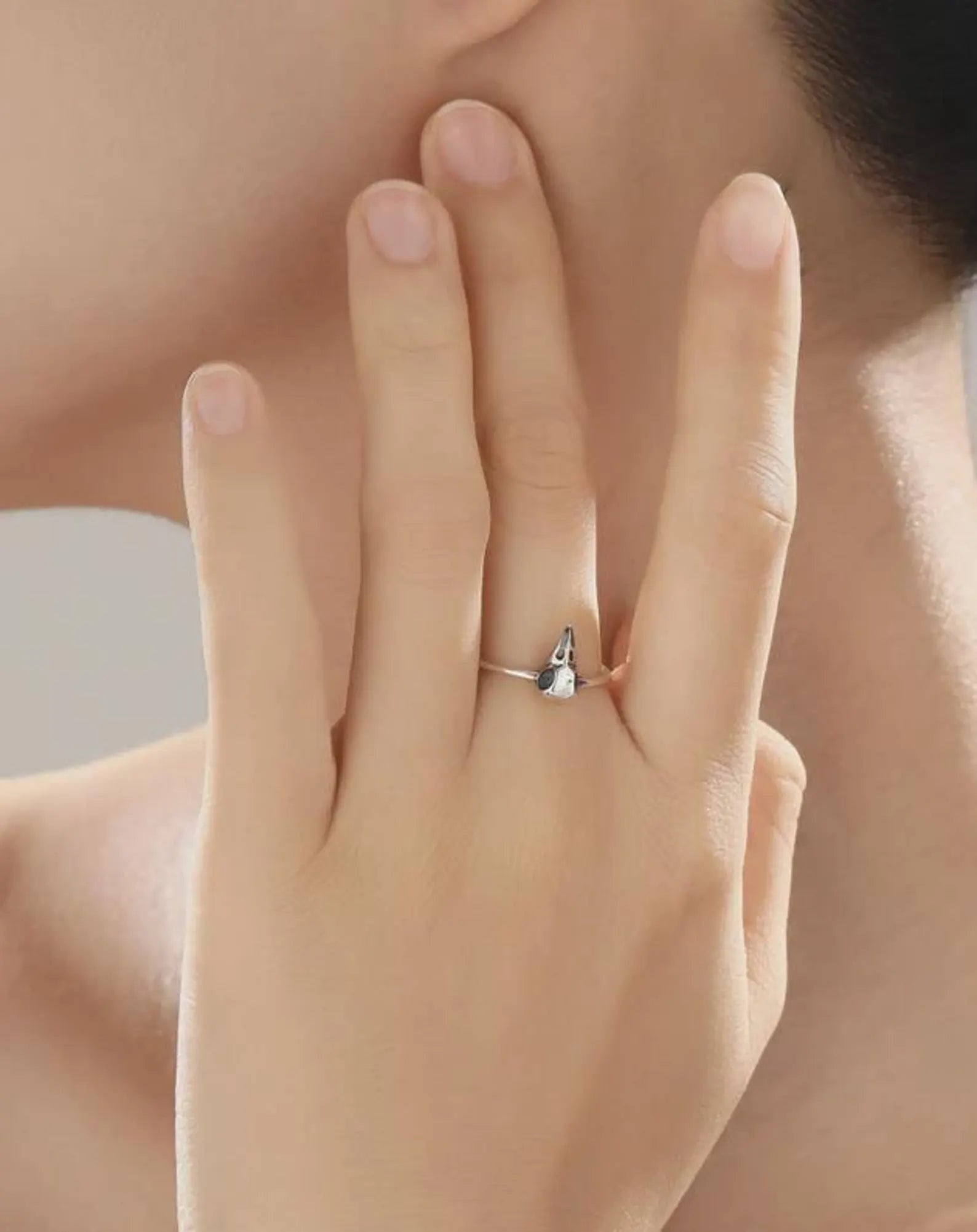 925 Sterling Silver Bird Skull Ring | Adjustable Open Ring