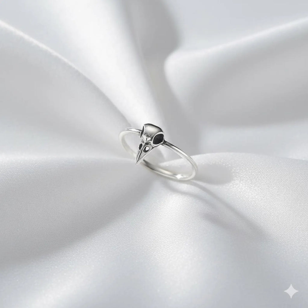 925 Sterling Silver Bird Skull Ring | Adjustable Open Ring