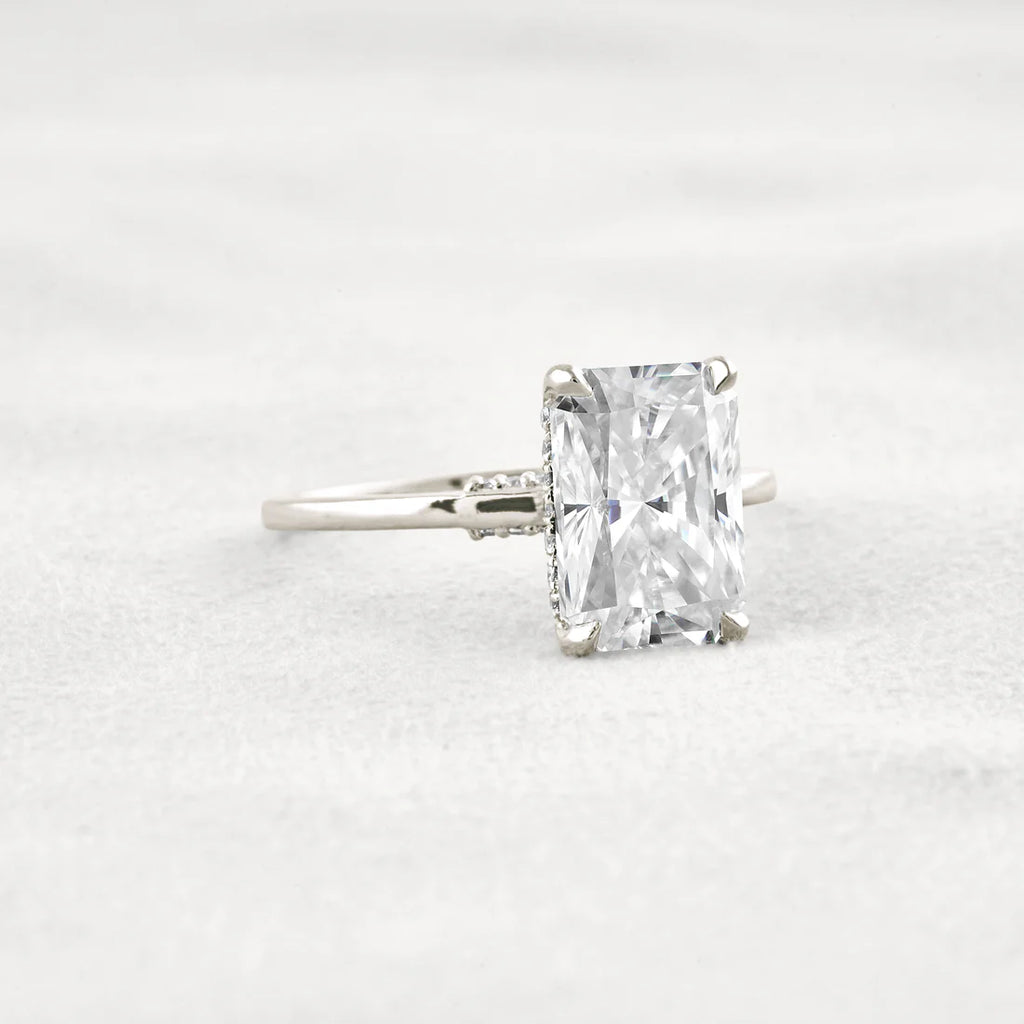 4.15 CT Radiant Cut Moissanite Ring Dazzling Solitaire Wedding Ring Sterling Silver