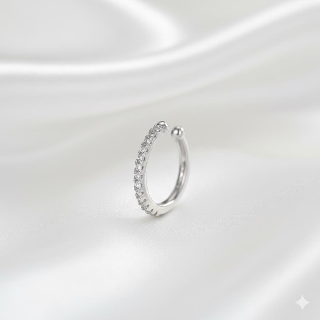 925 Sterling Silver Cubic Zirconia Ear Cuff | Statement Ear Cuff | Wrap Style