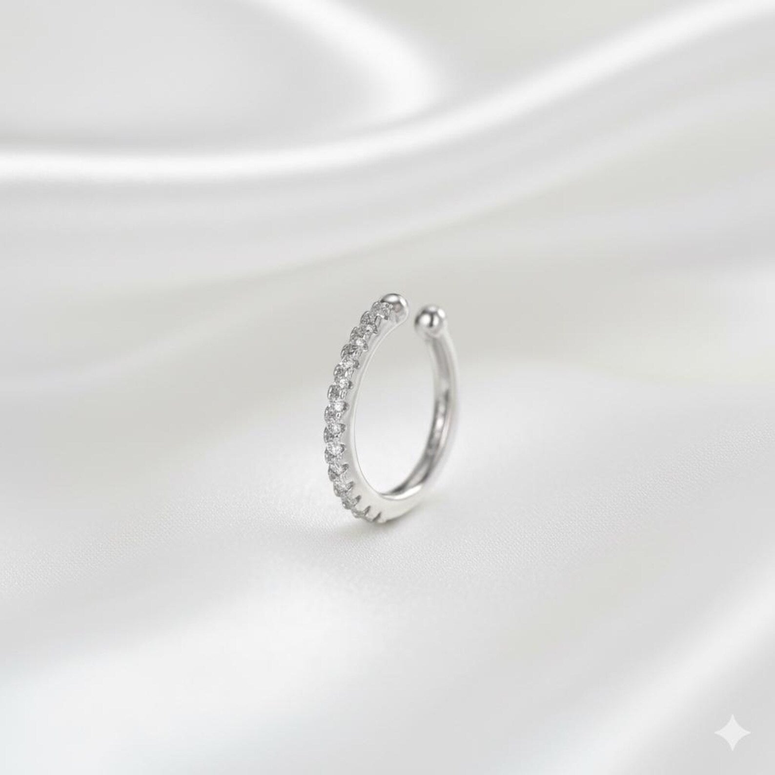 925 Sterling Silver Cubic Zirconia Ear Cuff | Statement Ear Cuff | Wrap Style