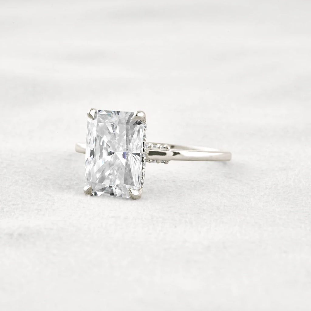 4.15 CT Radiant Cut Moissanite Ring Dazzling Solitaire Wedding Ring Sterling Silver