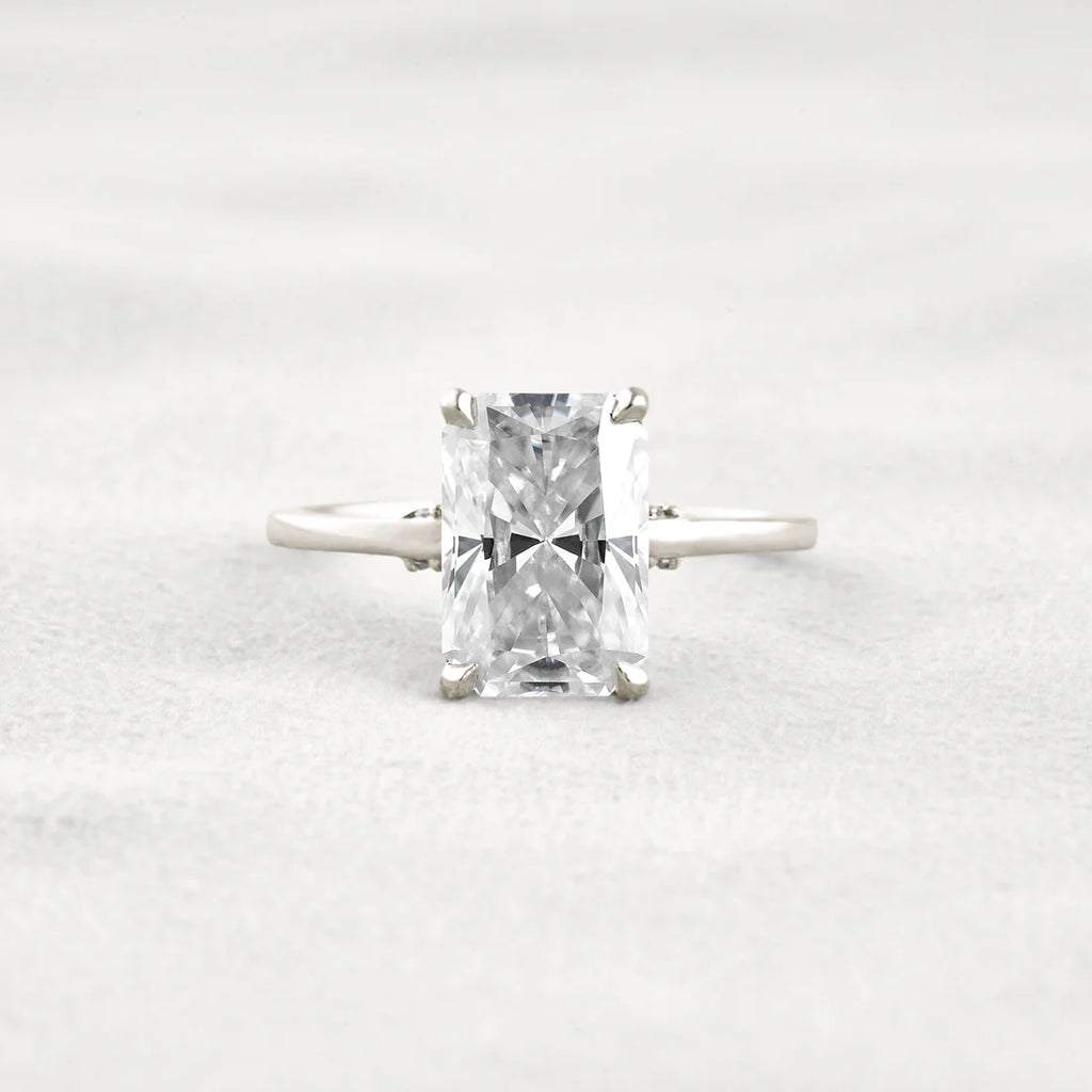 4.15 CT Radiant Cut Moissanite Ring Dazzling Solitaire Wedding Ring Sterling Silver