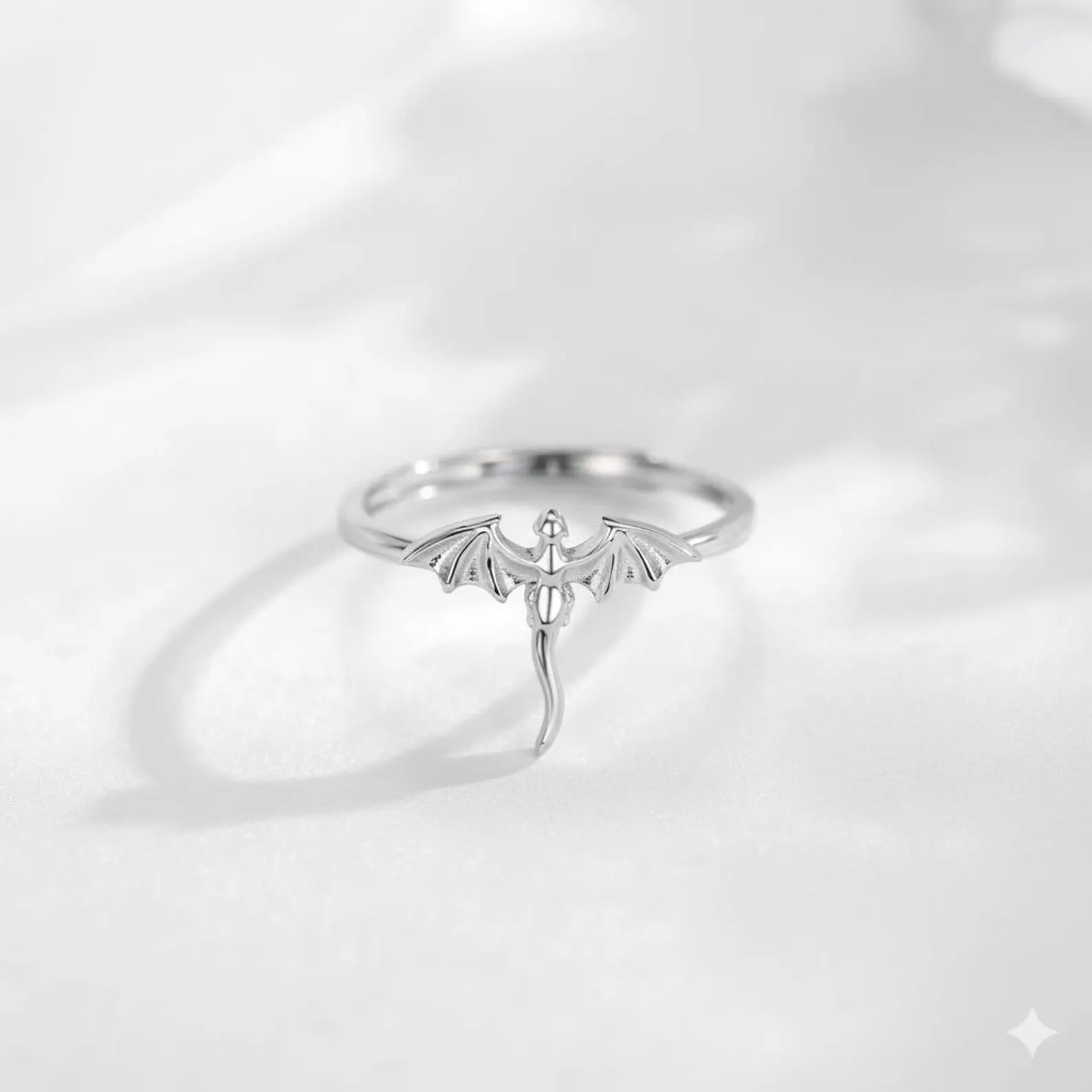 925 Sterling Silver Flying Dragon Ring | Adjustable Tiny Dragon Ring