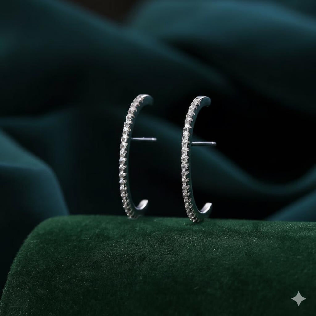 925 Sterling Silver Cubic Zirconia Ear Cuff  Adjustable CZ Ear Cuff