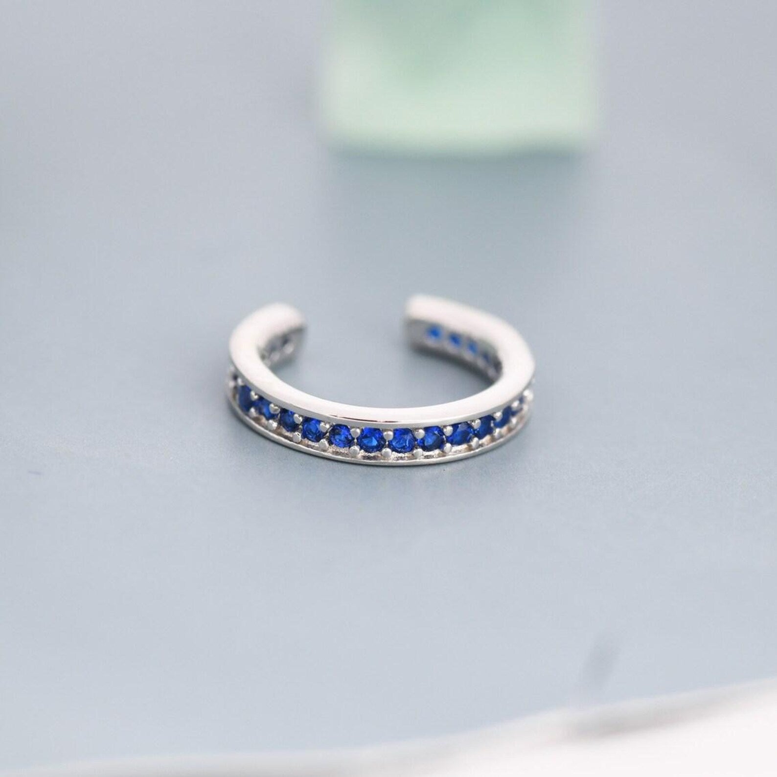 925 Sterling Silver Sapphire Blue CZ Ear Cuff