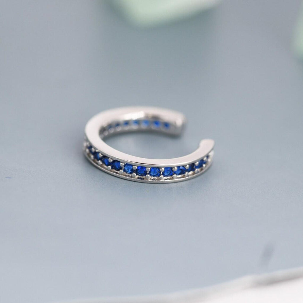 925 Sterling Silver Sapphire Blue CZ Ear Cuff