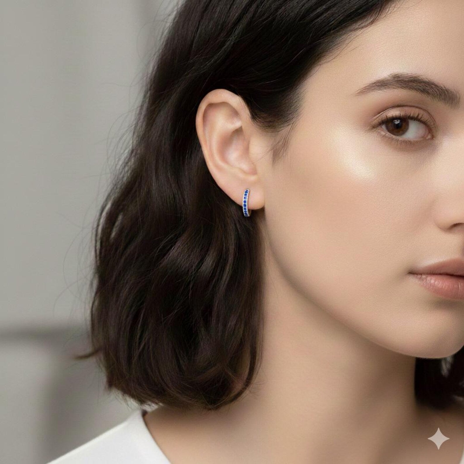 925 Sterling Silver Sapphire Blue CZ Ear Cuff