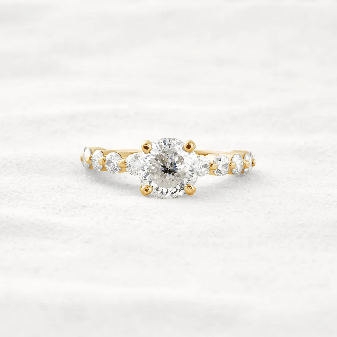 2.2 CT Portuguese Round Moissanite Ring Lab-Created Diamond Look, Bridal Jewelry