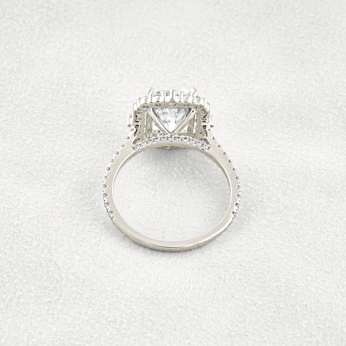 3.24CT Radiant Cut Moissanite Engagement Ring Halo & Pave Diamond Band Wedding Band