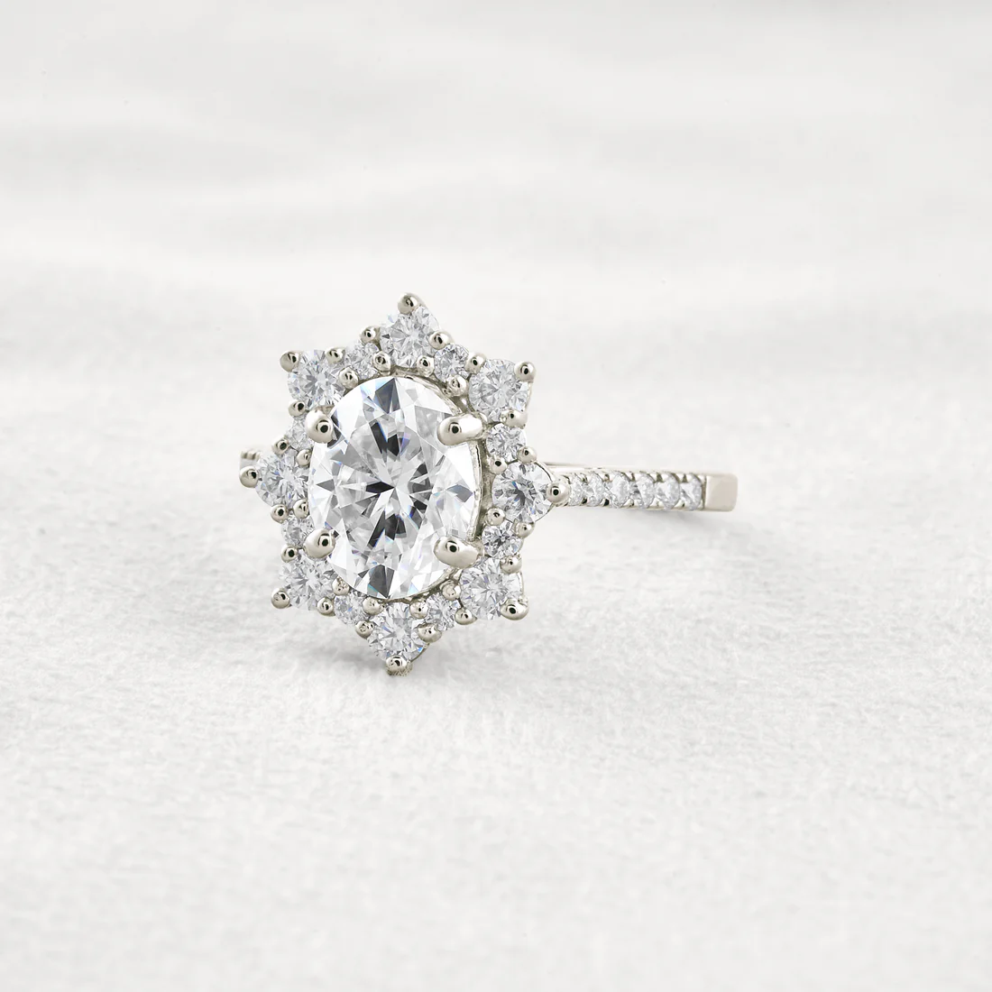 1.91 CT Oval Halo Moissanite Ring Classic Engagement Ring, Lab-Created Gemstone