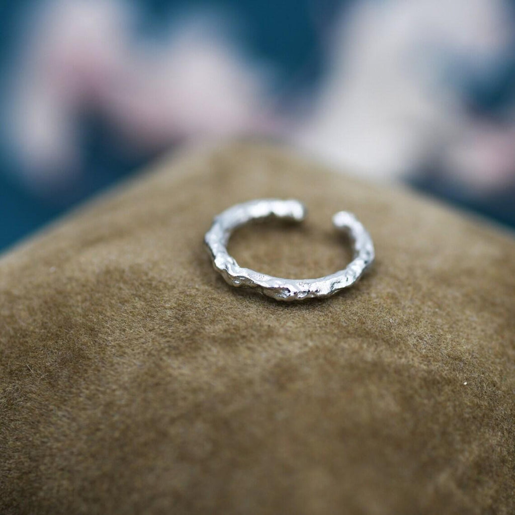 925 Sterling Silver Ear Cuff with Crumbled Foil Texture