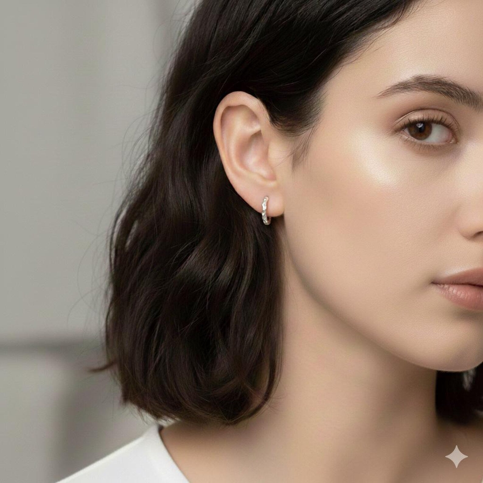 925 Sterling Silver Ear Cuff with Crumbled Foil Texture