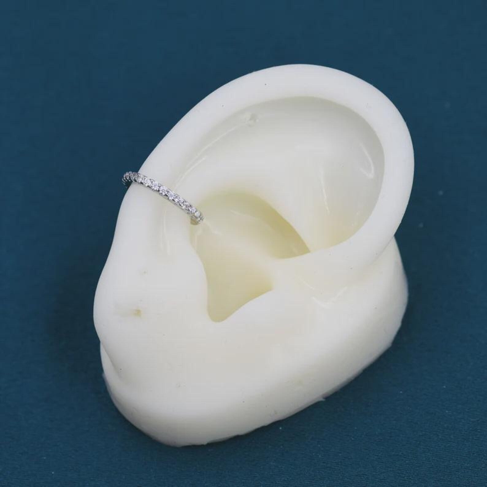 925 Sterling Silver CZ Crystal Ear Cuff | Adjustable Ear Cuff