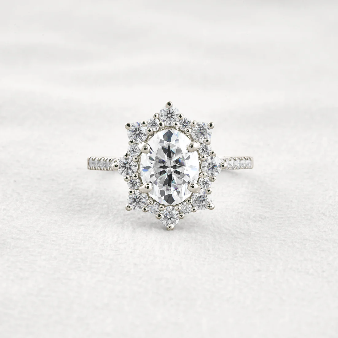 1.91 CT Oval Halo Moissanite Ring Classic Engagement Ring, Lab-Created Gemstone