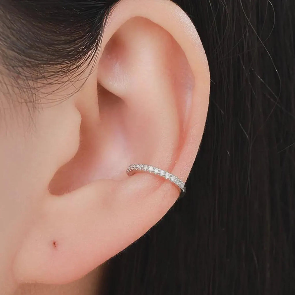 925 Silver Cubic Zirconia Ear Cuff | Diamond CZ Ear Cuff Bali Ear Cuff