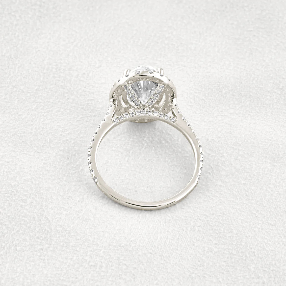 4.1CT Oval Moissanite Diamond Ring Halo Pave Band Promise Ring for Her