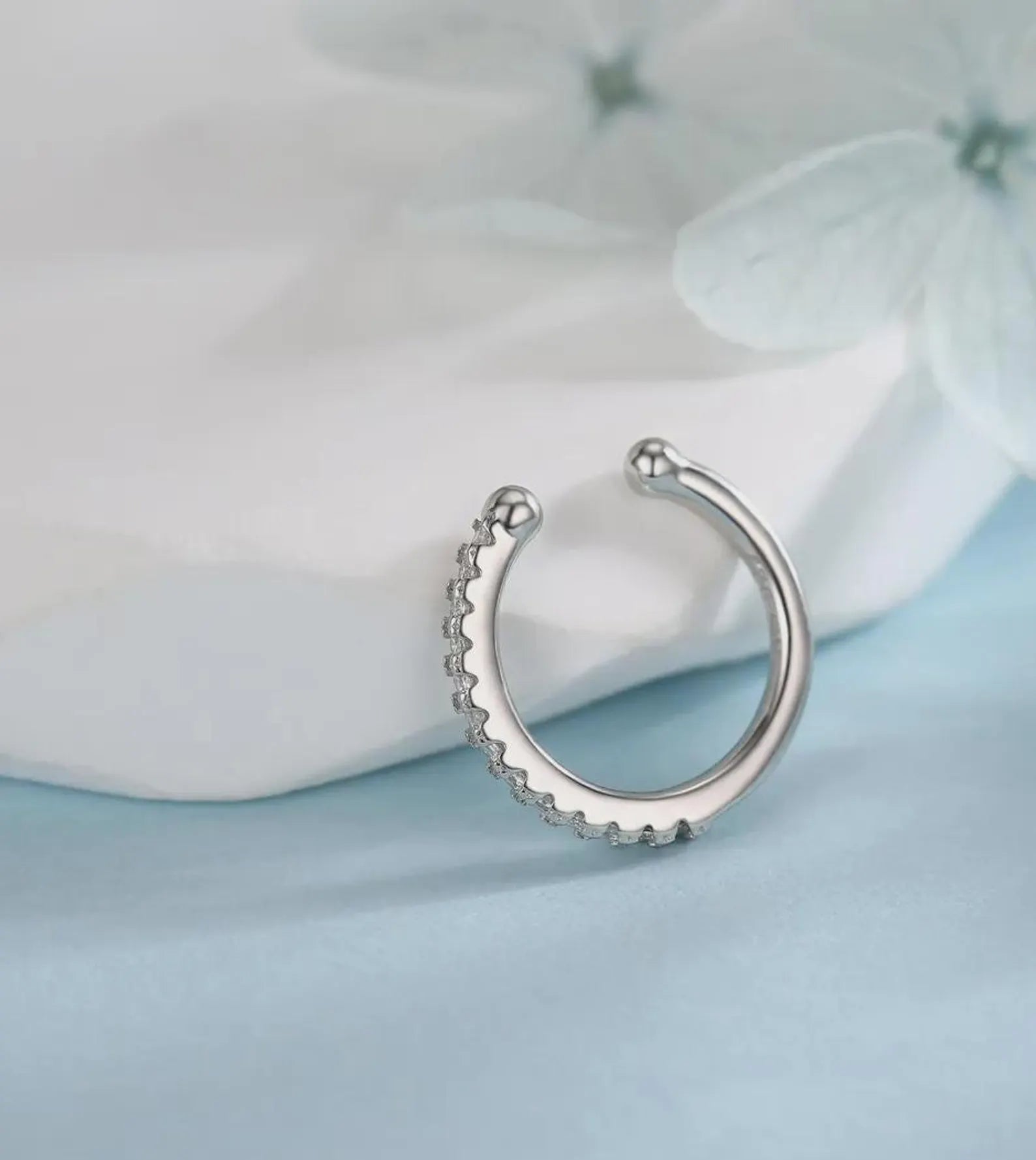 925 Silver Cubic Zirconia Ear Cuff | Diamond CZ Ear Cuff Bali Ear Cuff