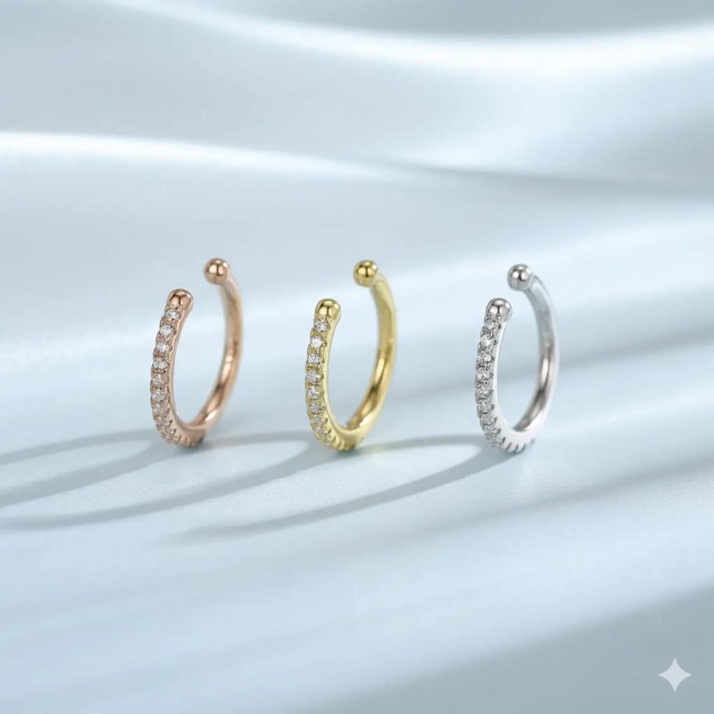 925 Silver Cubic Zirconia Ear Cuff | Diamond CZ Ear Cuff Bali Ear Cuff