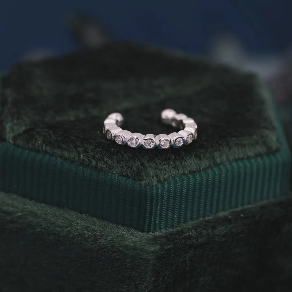 925 Silver Cubic Zirconia Ear Cuff | Minimalist Sparkling Jewelry