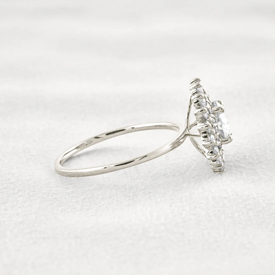 1CT Round Cut Double Halo Moissanite Diamond Engagement Ring in Sterling Silver