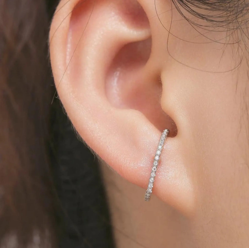 925 Silver Cubic Zirconia Ear Cuff | No Piercing Ear Cuff | Minimalist Earring
