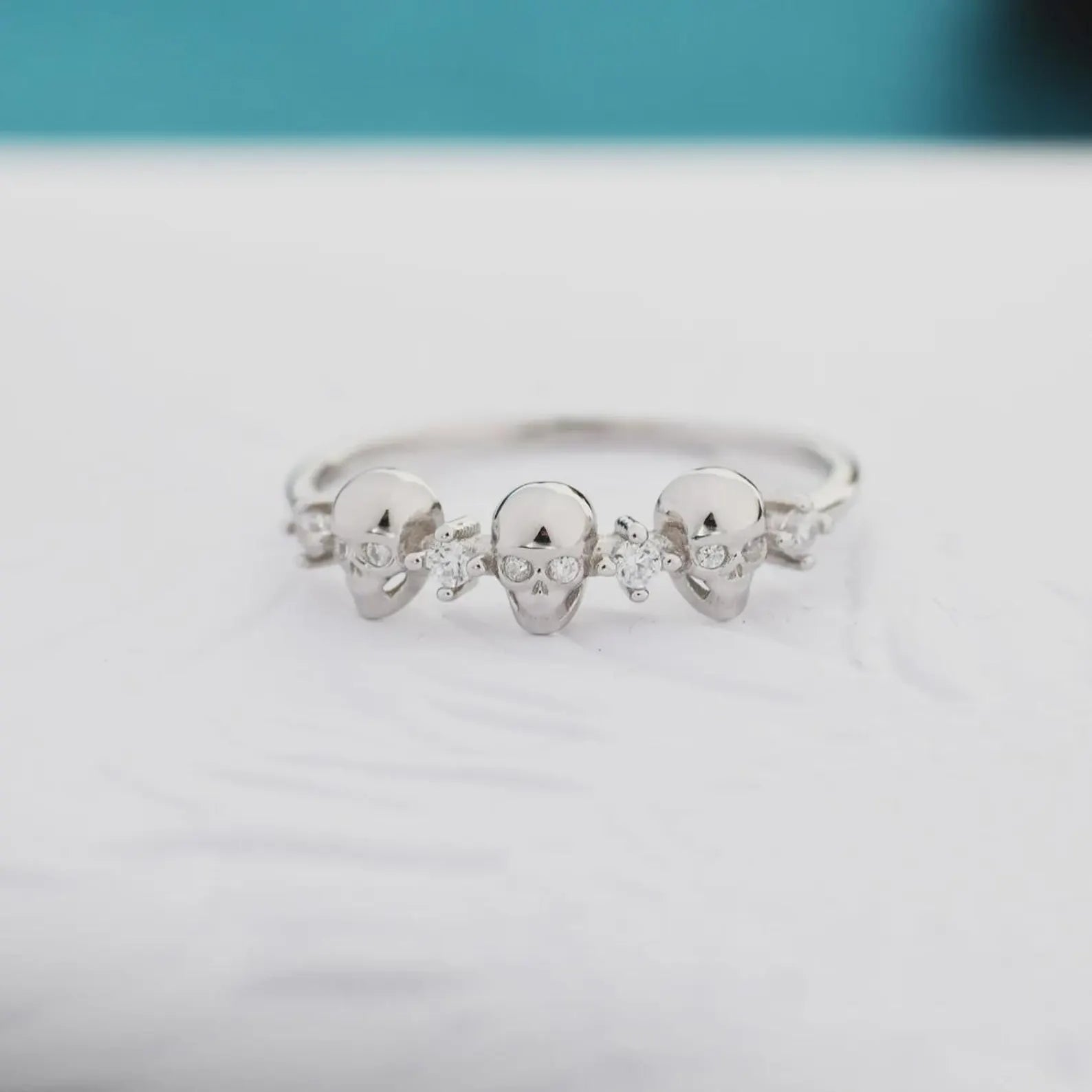 925 Sterling Silver Triple Skull Ring