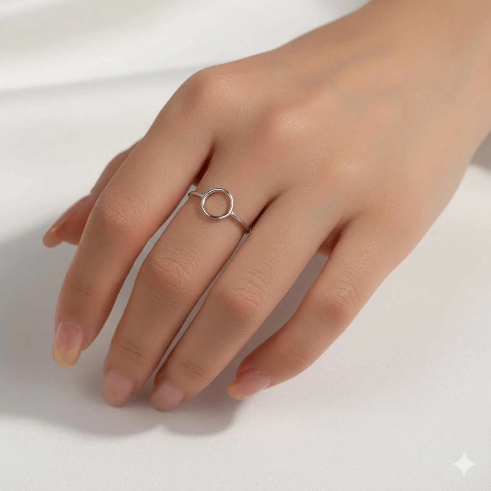 925 Sterling Silver Open Circle Ring Everyday Wear