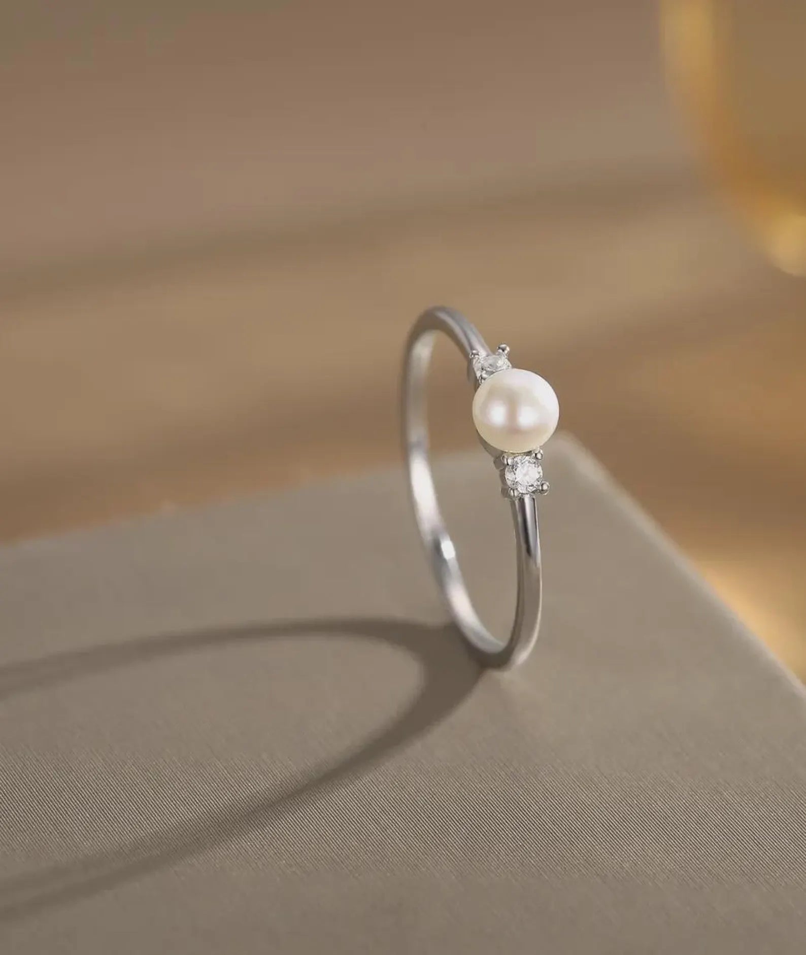 925 Sterling Silver Pearl and CZ Ring | Gift For Her