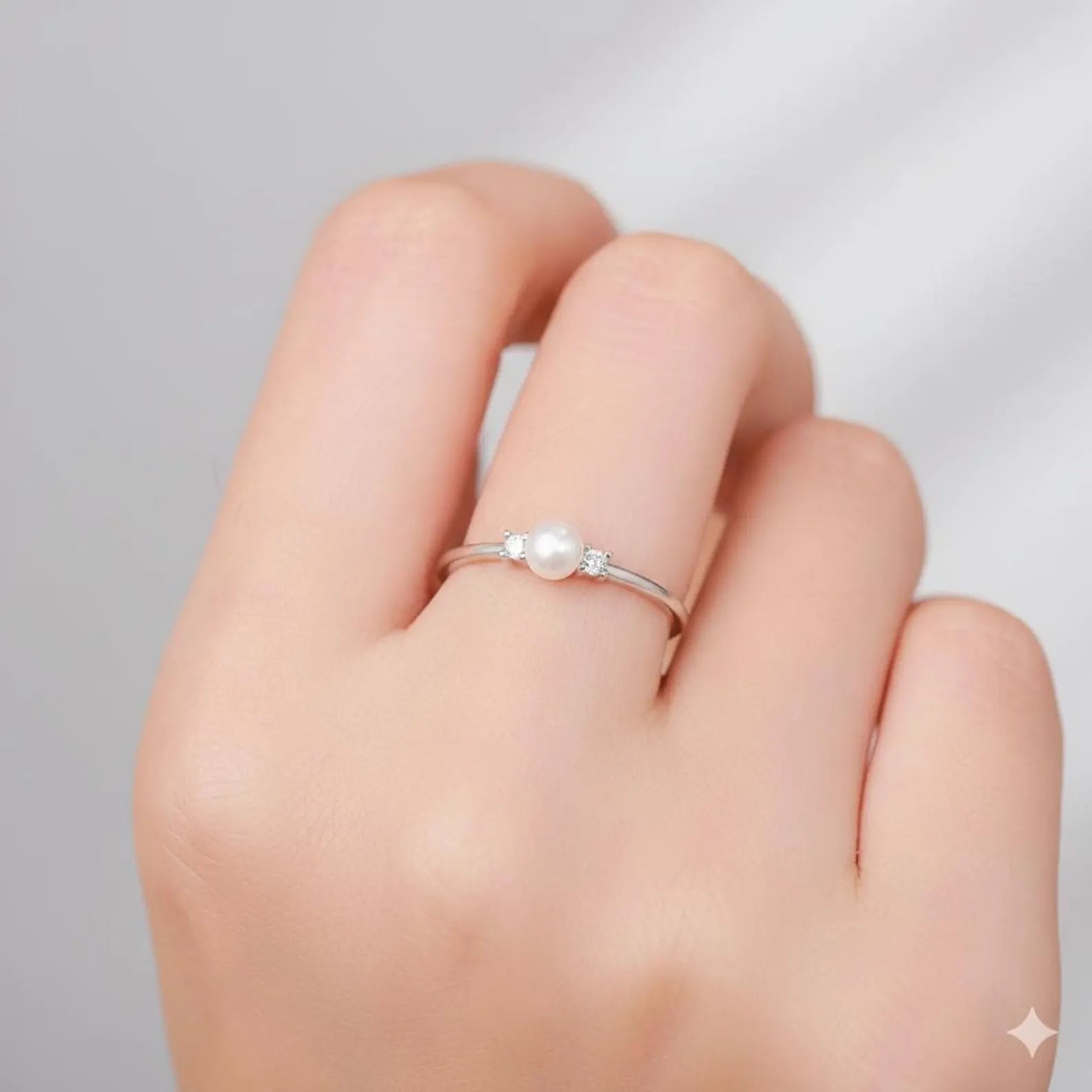925 Sterling Silver Pearl and CZ Ring | Gift For Her