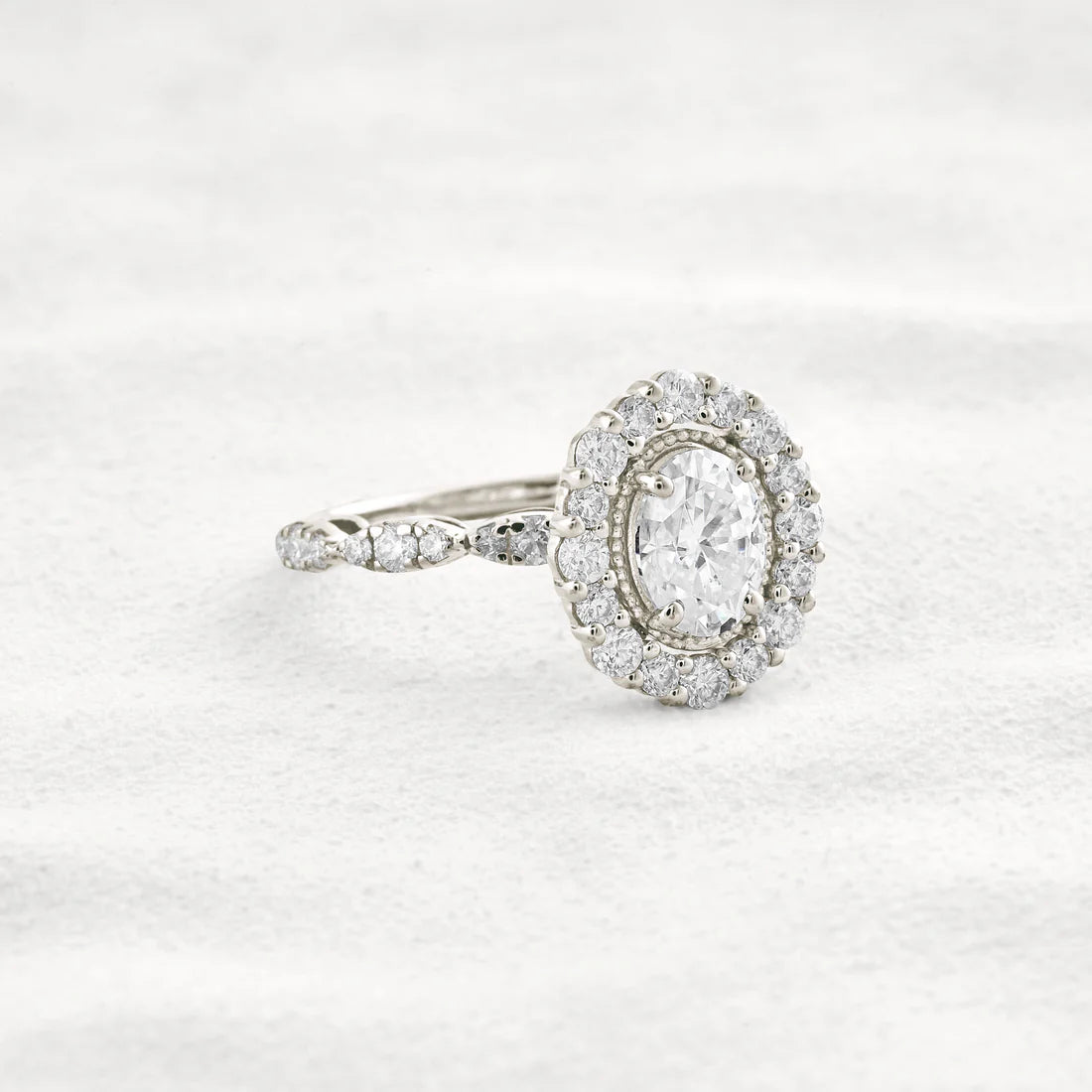 1.33 CT Oval Shaped Moissanite Halo Ring with Sparkling Pave Setting Perfect Engagement or Promise Ring