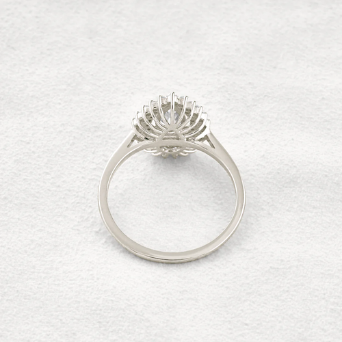 0.94 CT Double Halo Pear Moissanite Ring Sparkling Bridal Engagement Ring