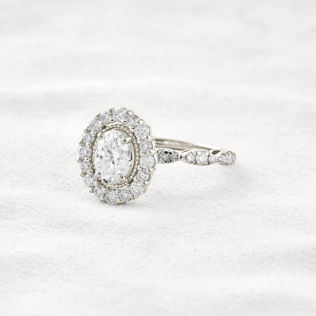 1.33 CT Oval Shaped Moissanite Halo Ring with Sparkling Pave Setting Perfect Engagement or Promise Ring