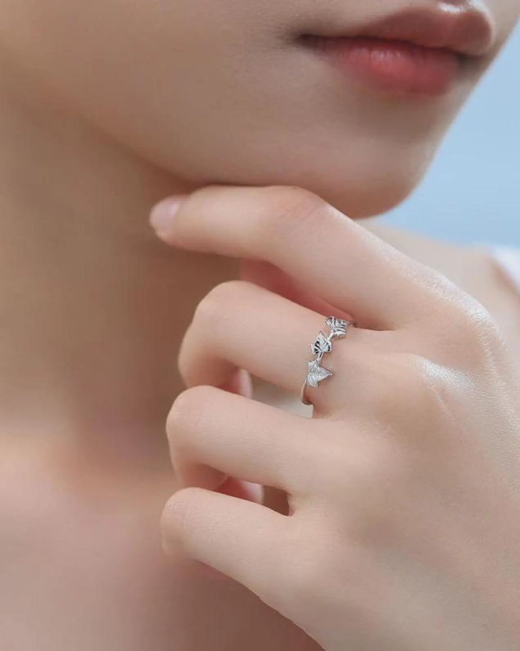 925 Sterling Silver Leaf Motif Ring | Stackable Ring