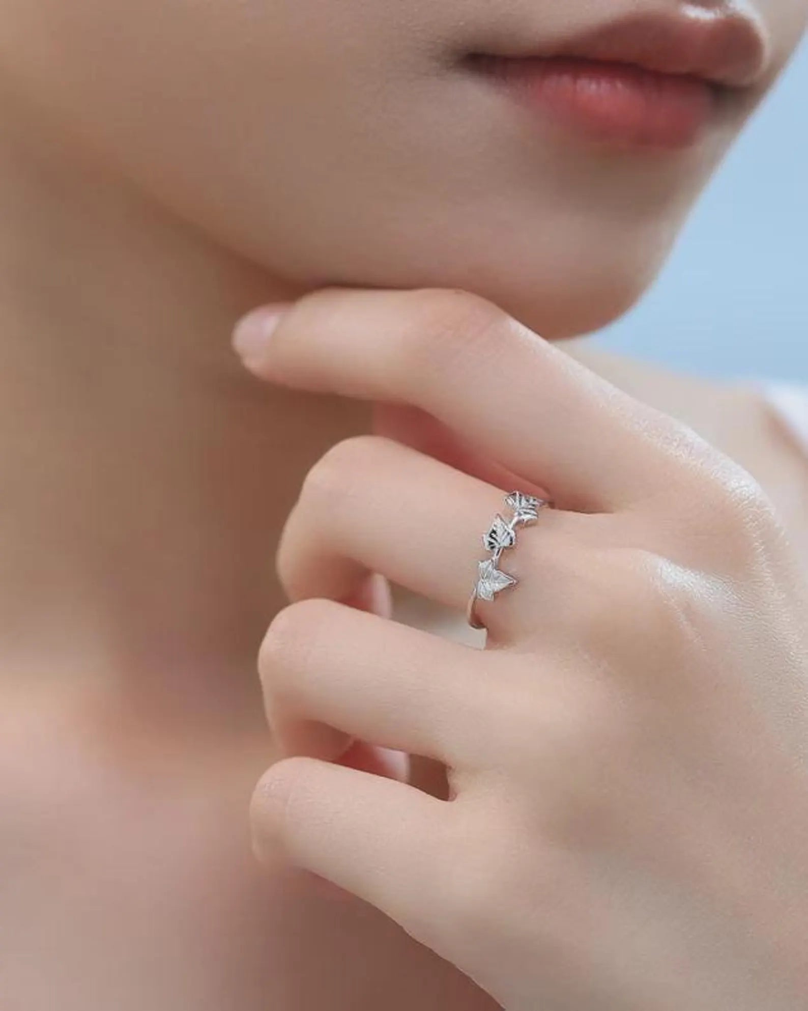 925 Sterling Silver Leaf Motif Ring | Stackable Ring