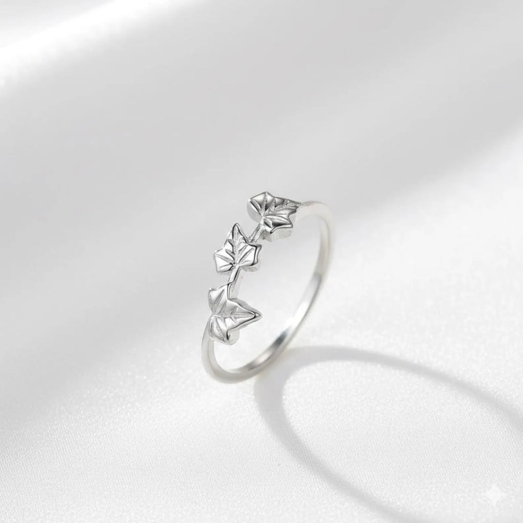 925 Sterling Silver Leaf Motif Ring | Stackable Ring
