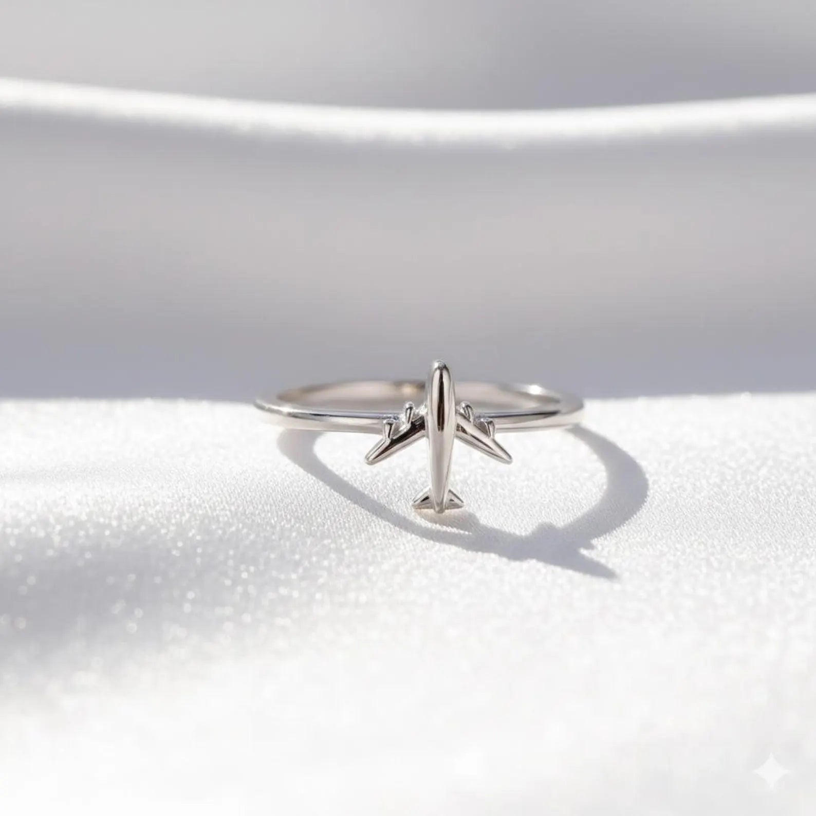 Tiny Plane Ring in 925 Sterling Silver | Adjustable