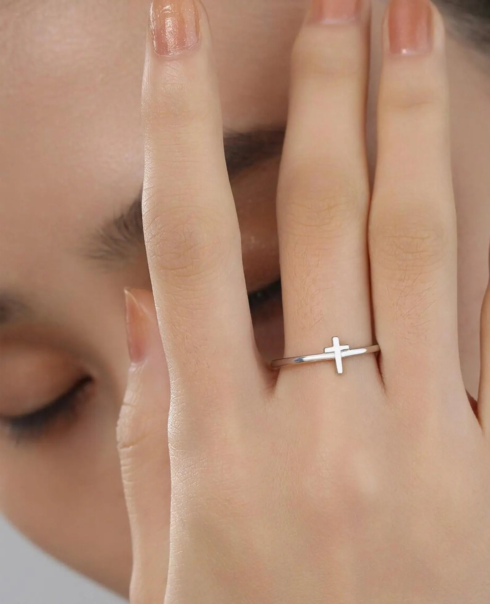 925 Sterling Silver Tiny Cross Ring